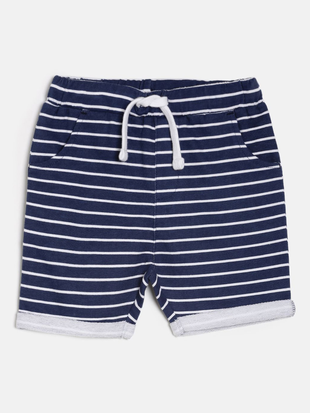 

MINI KLUB Boys Navy Blue Striped Regular Fit Regular Shorts