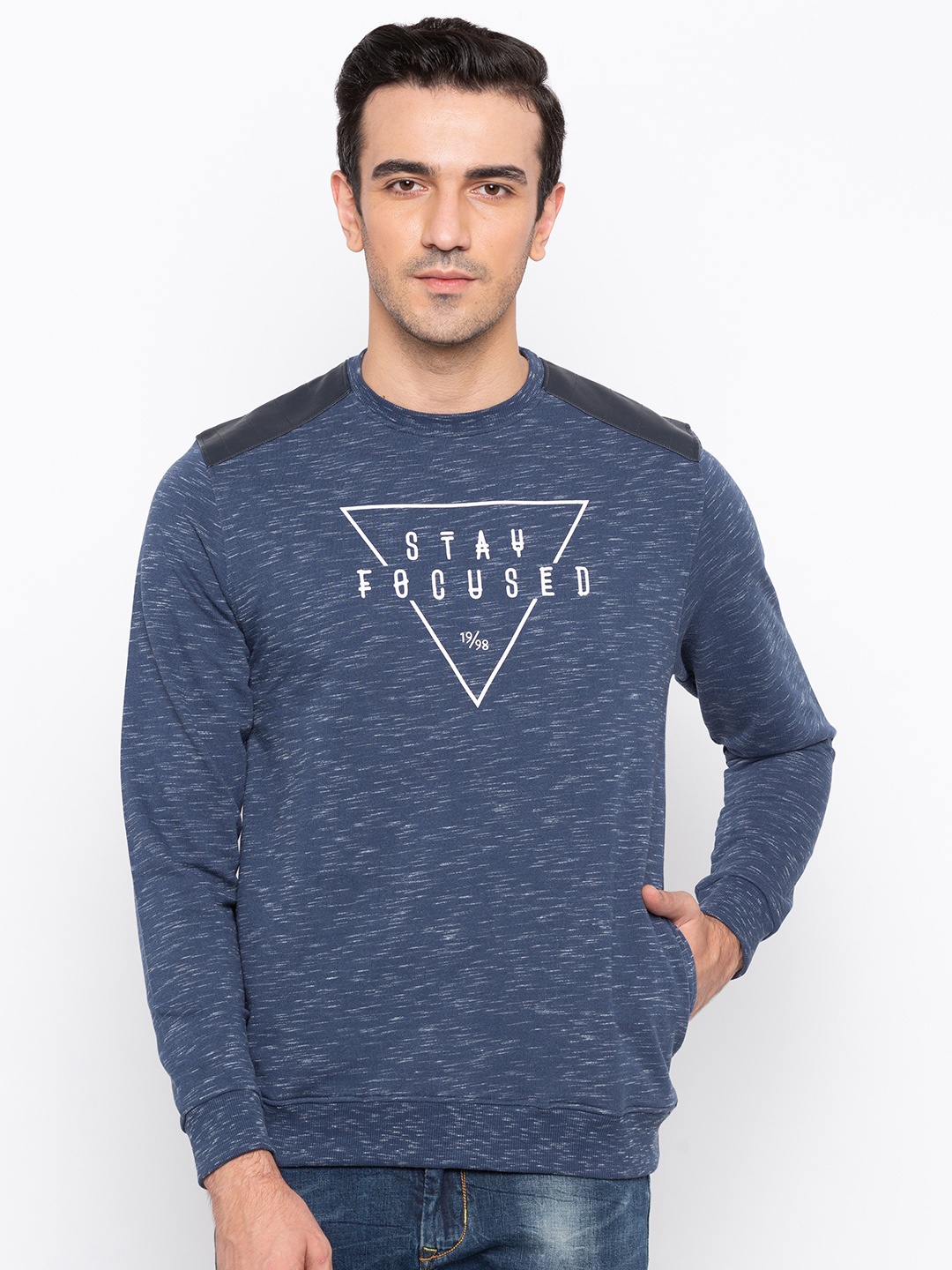 

Status Quo Men Blue Printed Sweatshirt