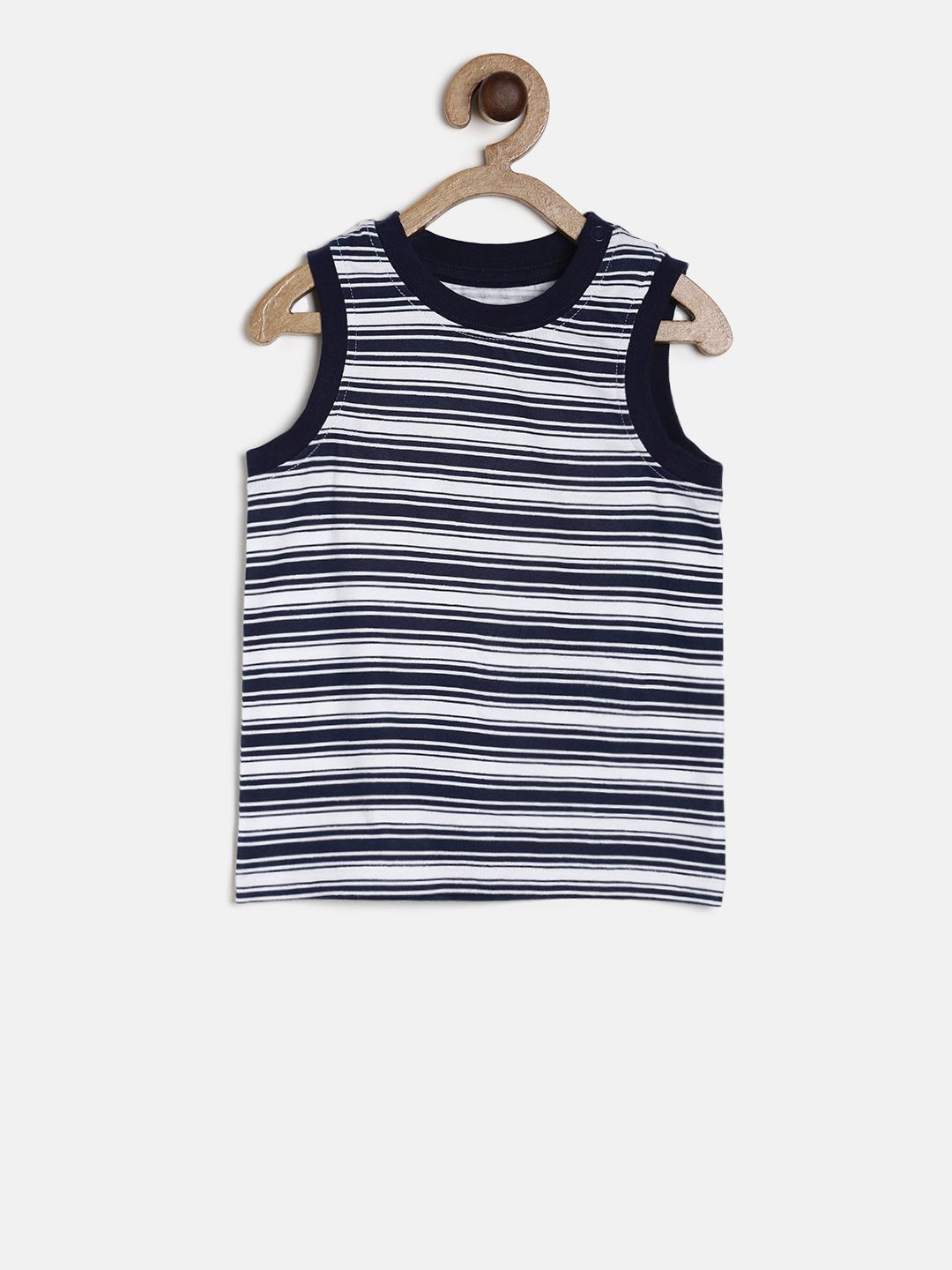 

MINI KLUB Boys White Striped Round Neck T-shirt