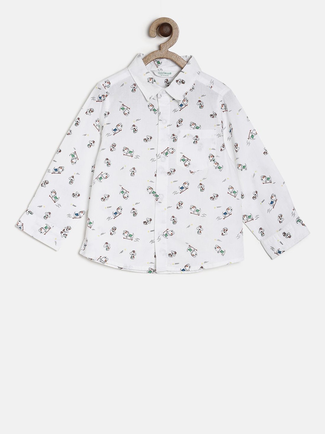 

MINI KLUB Boys White Regular Fit Printed Casual Shirt