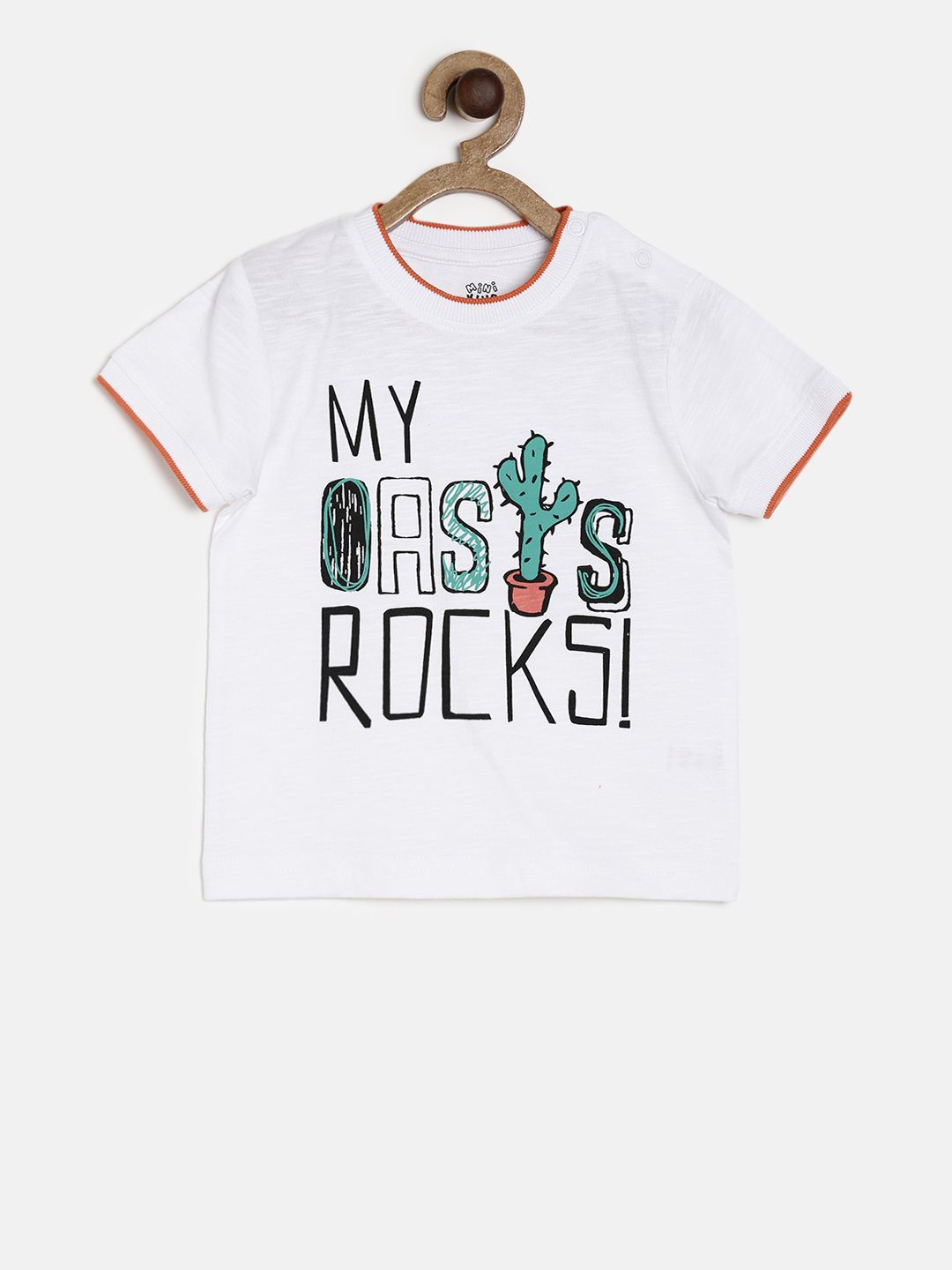MINI KLUB Boys White Printed Round Neck Pure Cotton T-shirt
