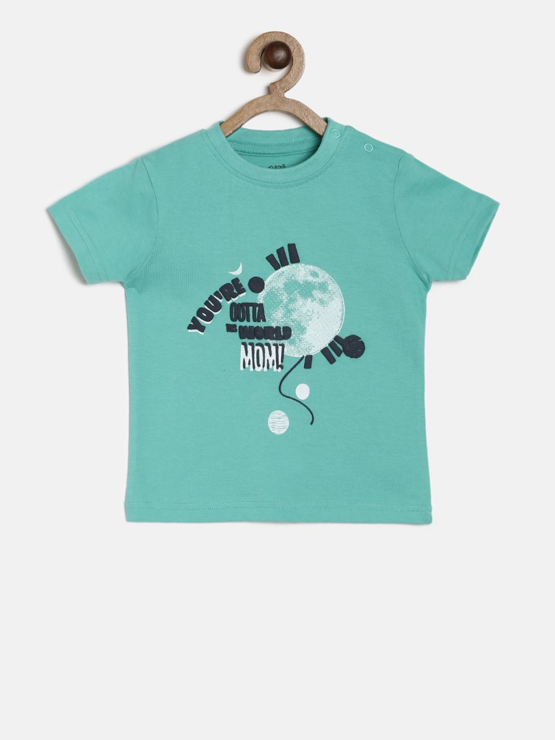 

MINI KLUB Boys Green Printed Round Neck Pure Cotton T-shirt