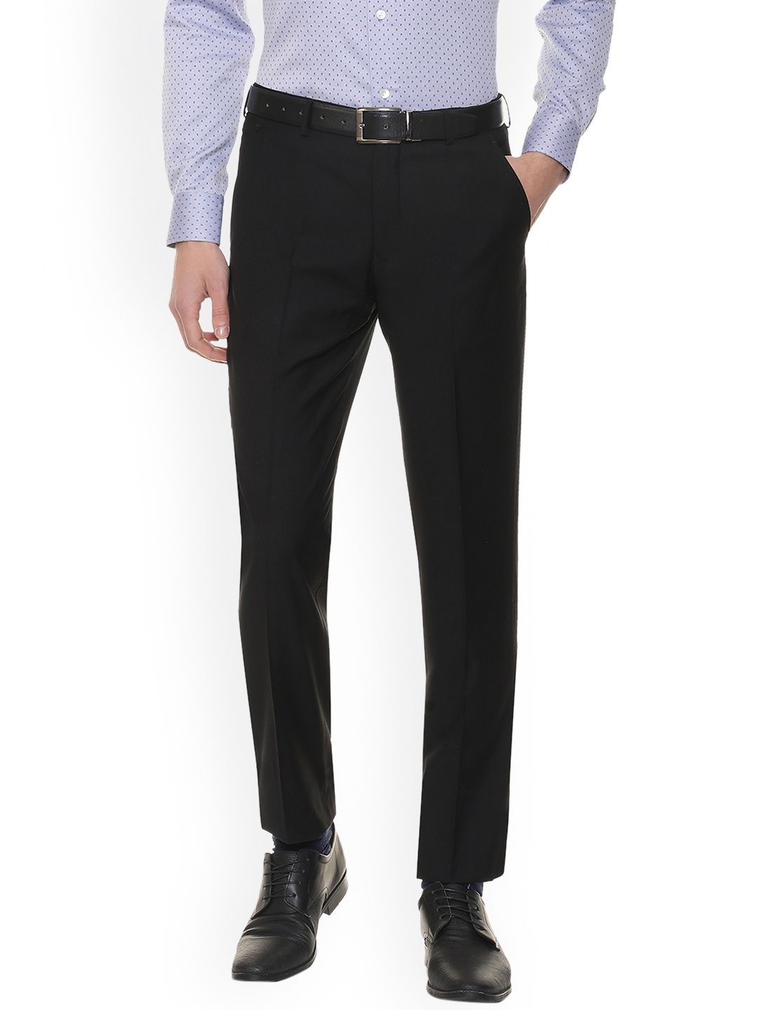 

Louis Philippe Men Black Slim Fit Solid Formal Trousers