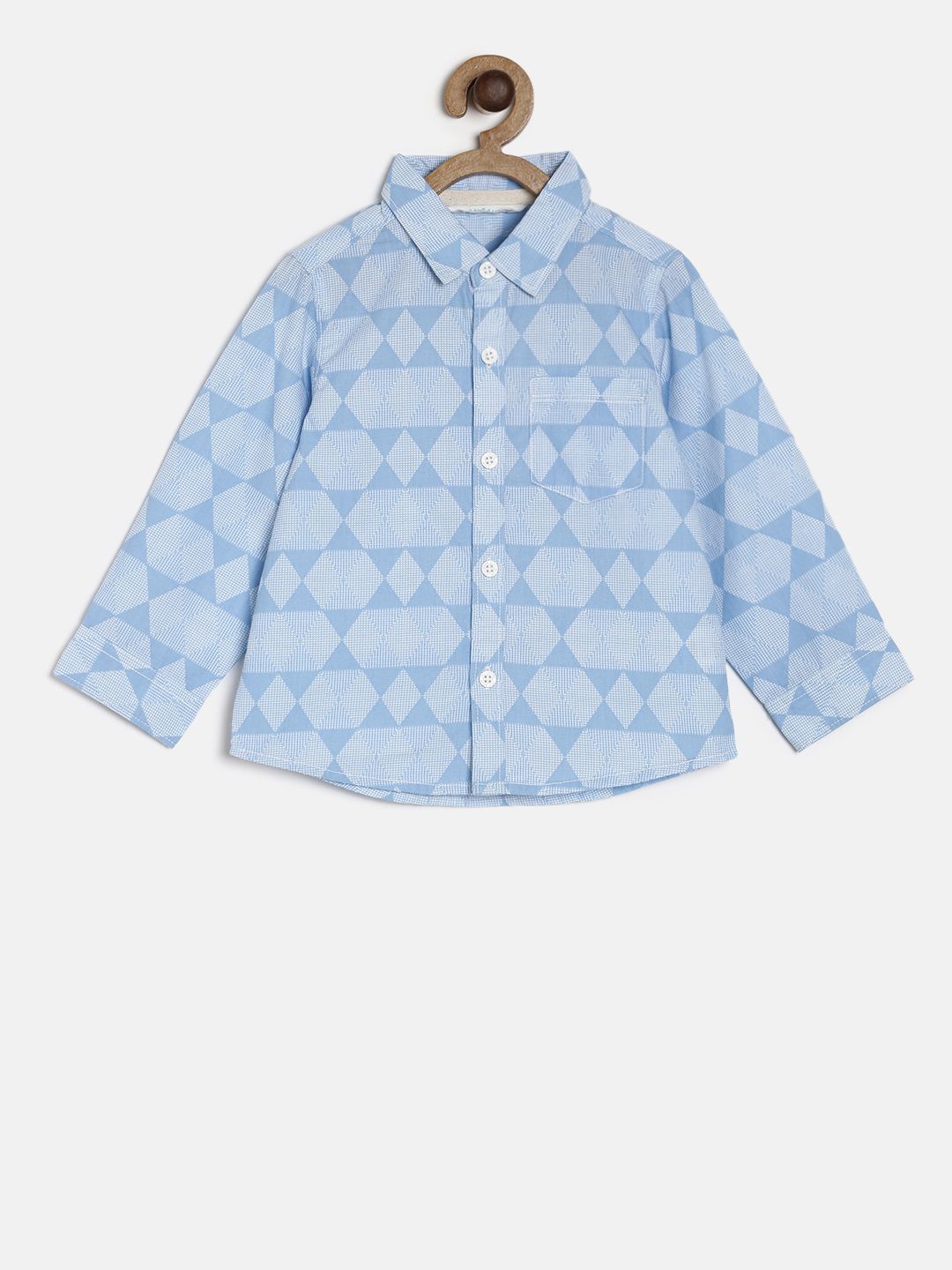 MINI KLUB Boys Blue Regular Fit Printed Casual Shirt