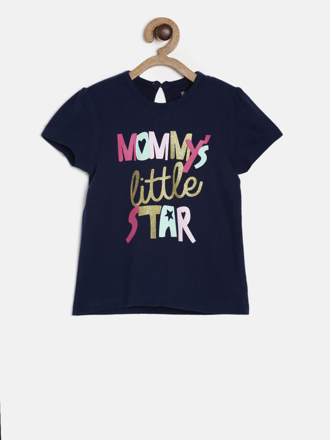 

MINI KLUB Girls Navy Blue Printed Pure Cotton Top