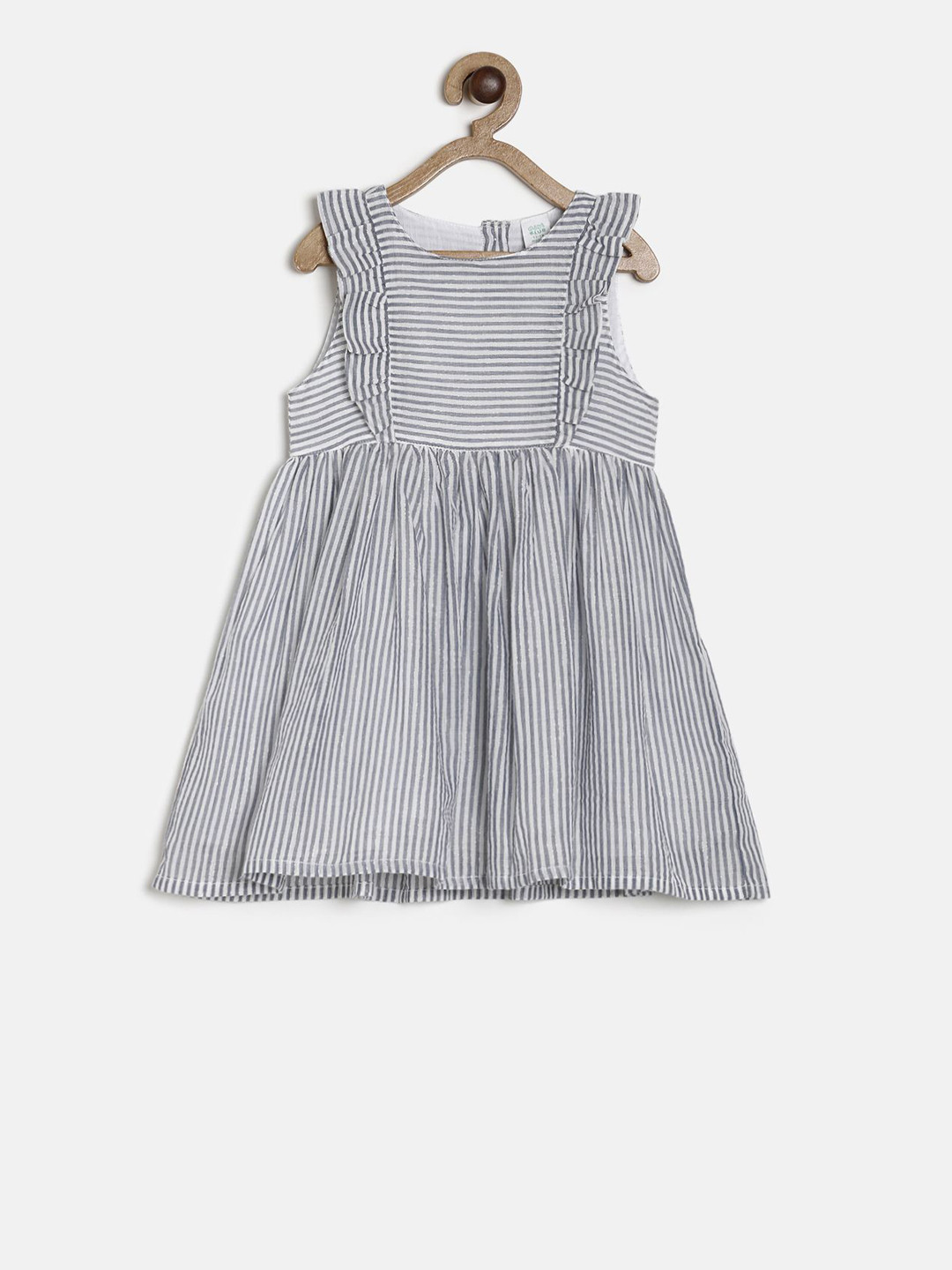 

MINI KLUB Girls White Striped Fit and Flare Dress