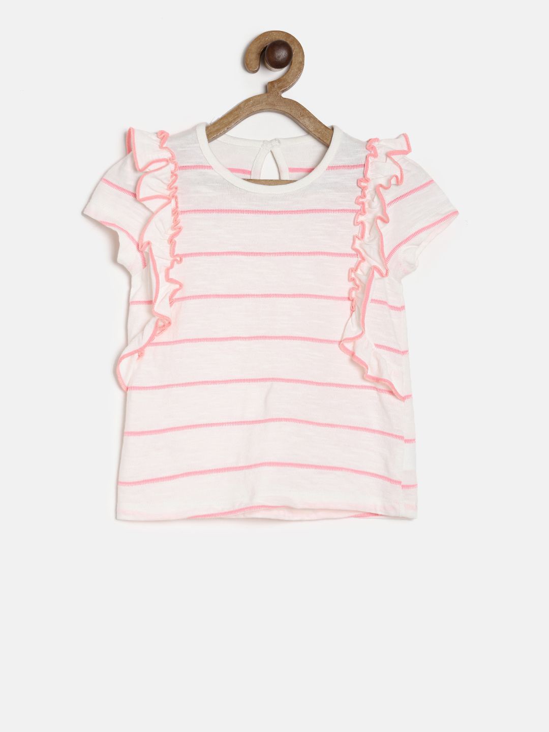 

MINI KLUB Girls Off-White & Pink Striped Pure Cotton Top