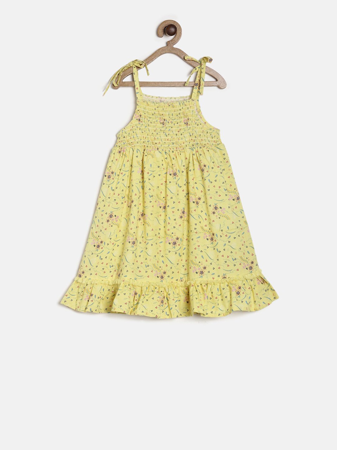 

MINI KLUB Girls Yellow Printed A-Line Dress
