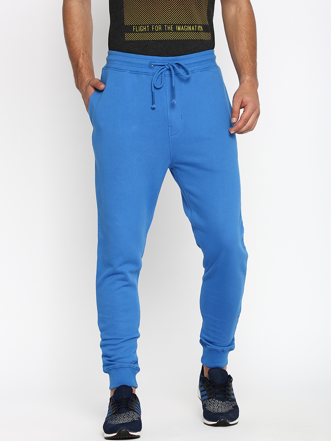 

Basics Men Blue Solid Slim-Fit Joggers