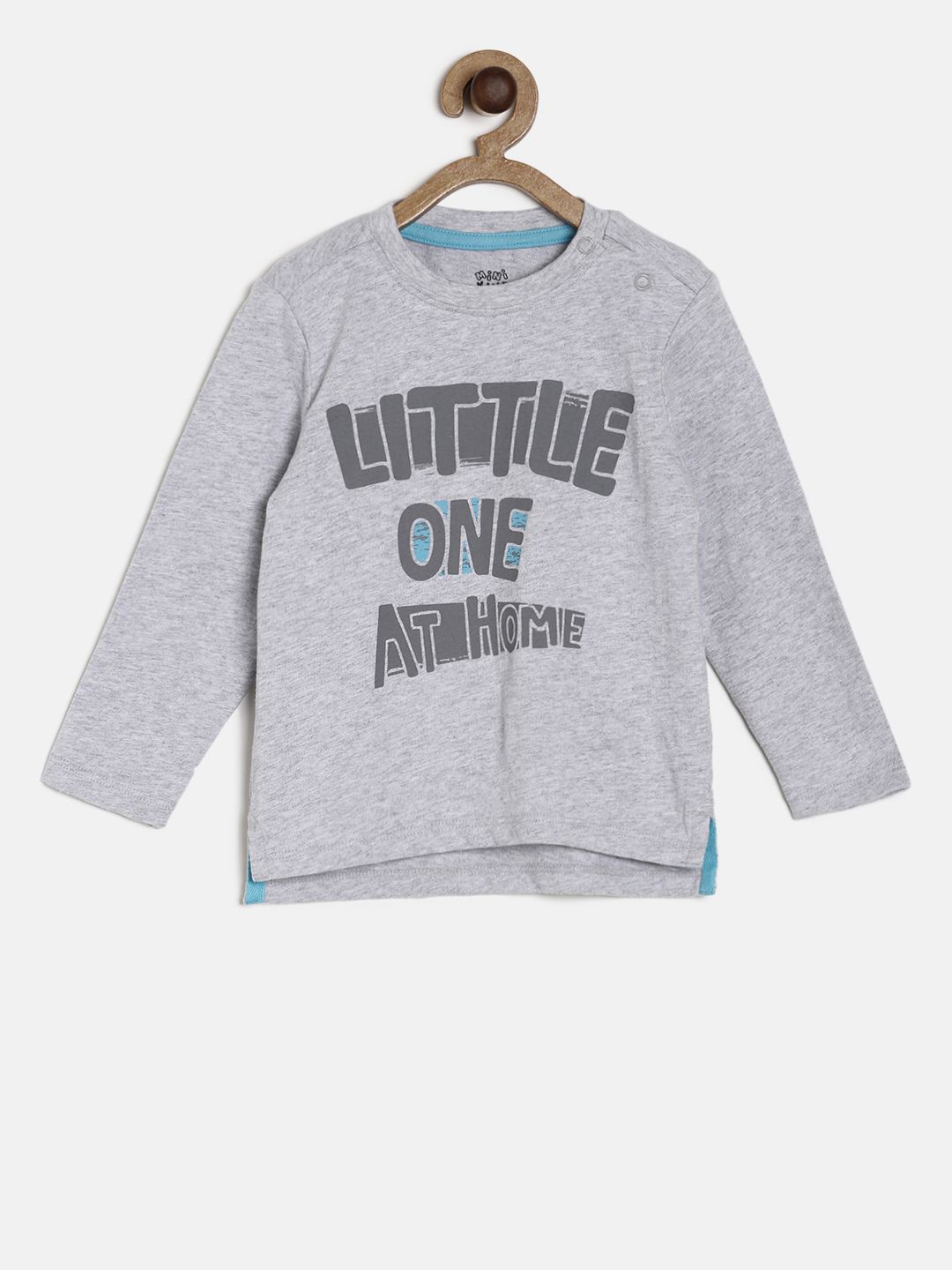 

MINI KLUB Boys Grey Printed Round Neck Pure Cotton T-shirt