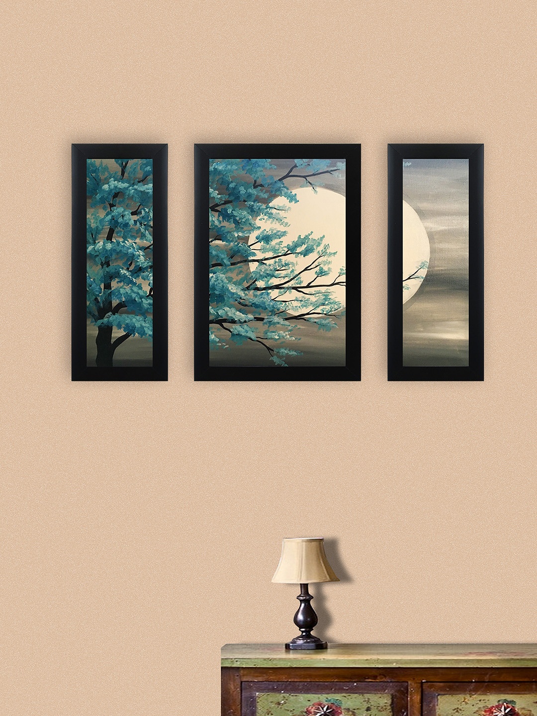 

nest ART Set Of 3 Multicoloured Synthetic Wood Sunrise Wall Art, Multi