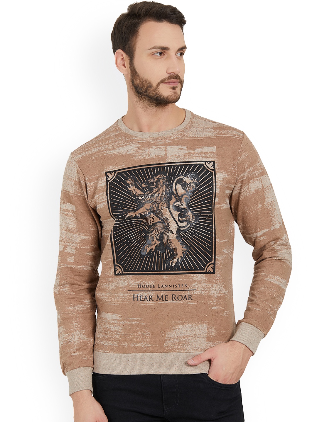 

Status Quo Men Beige Printed Sweatshirt