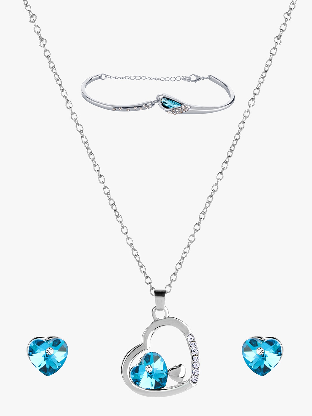 

Peora Women Blue Austrian Crystal Jewellery Set