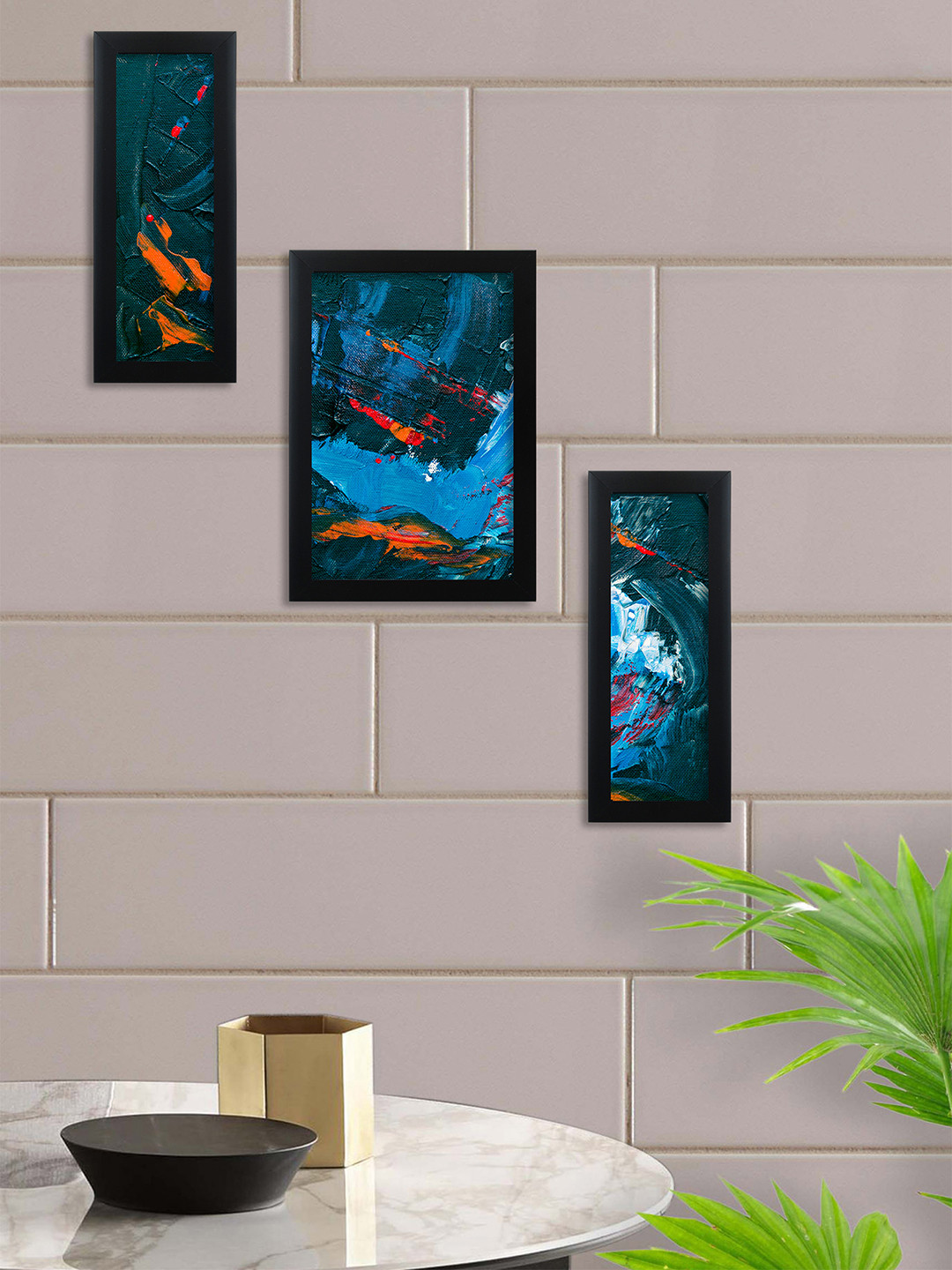 

nest ART Set Of 3 Multicoloured Modern Abstract Wall Art, Multi