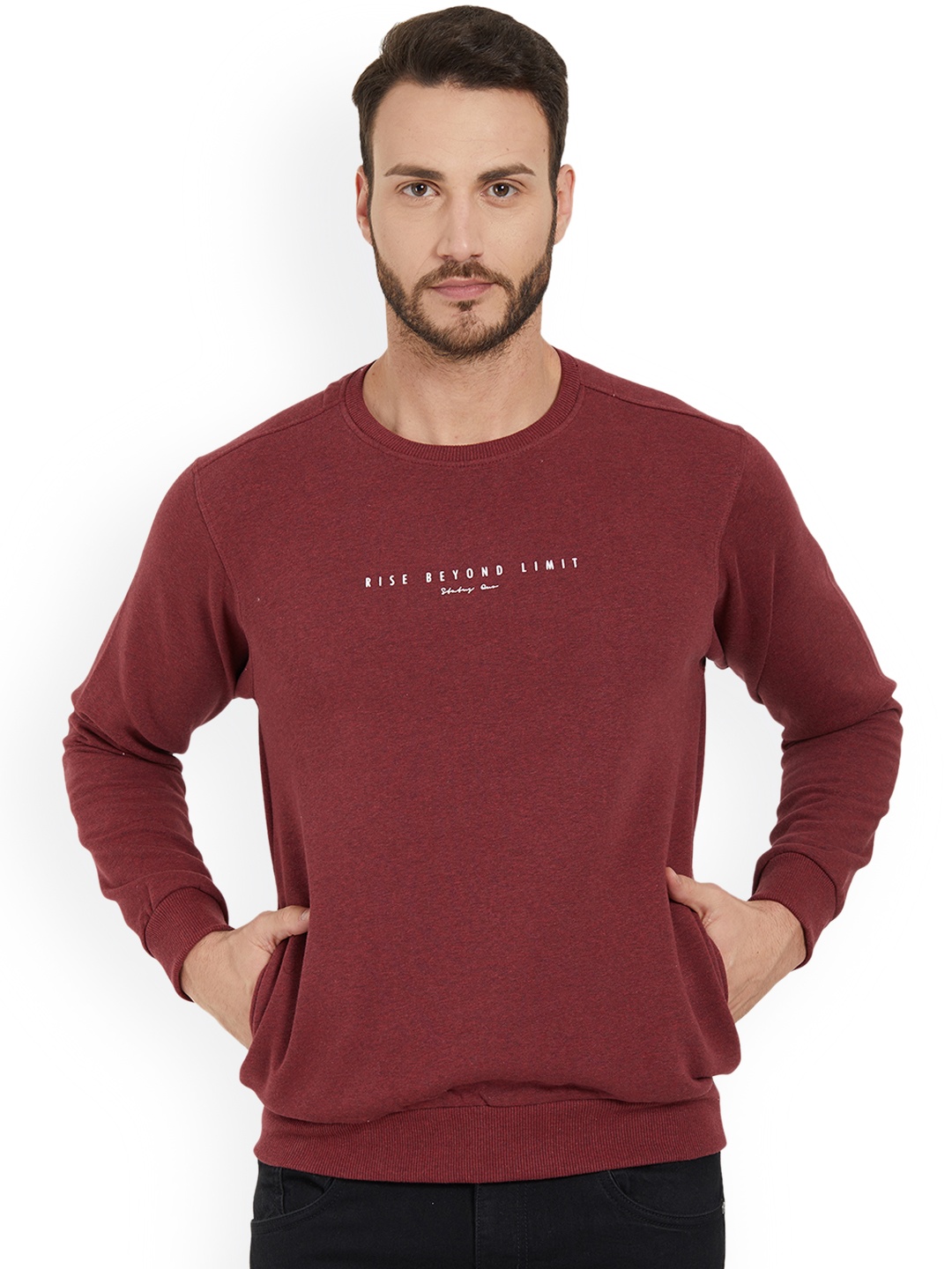 

Status Quo Men Maroon Printed Sweatshirt