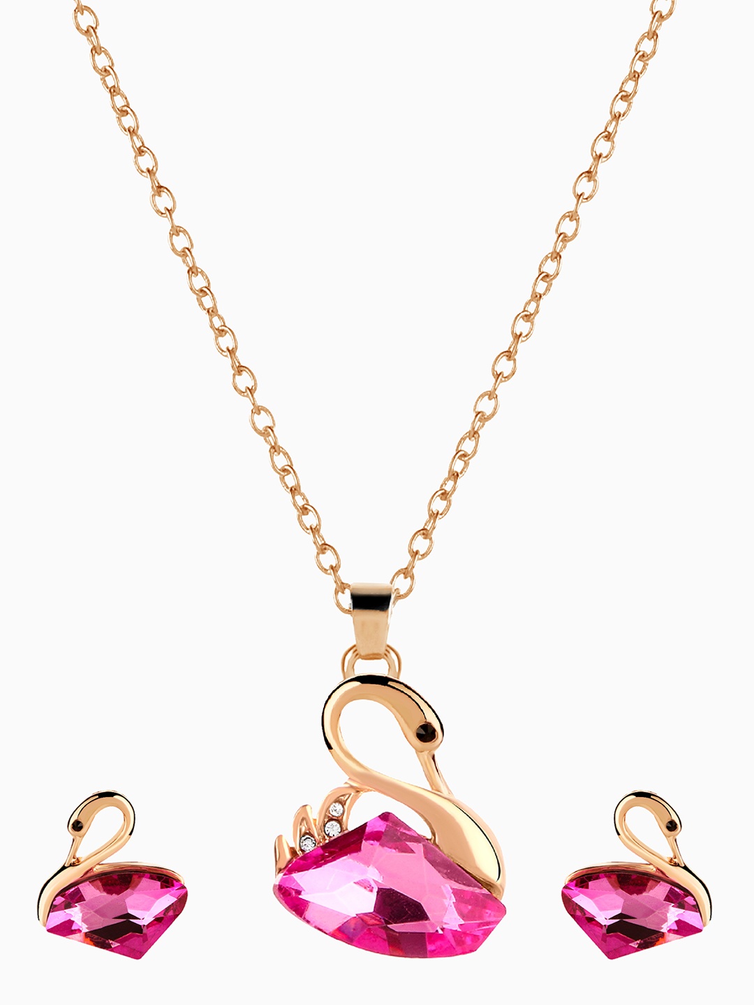 

Peora Women Pink Crystal Pendant Jewellery Set