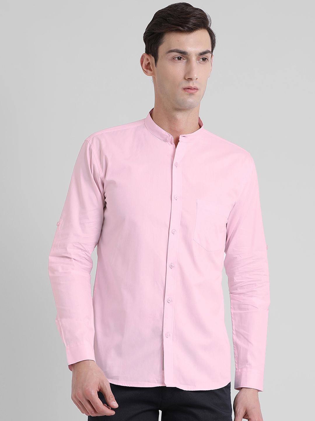 Being Fab Men Pink Regular Fit Solid Casual Shirt