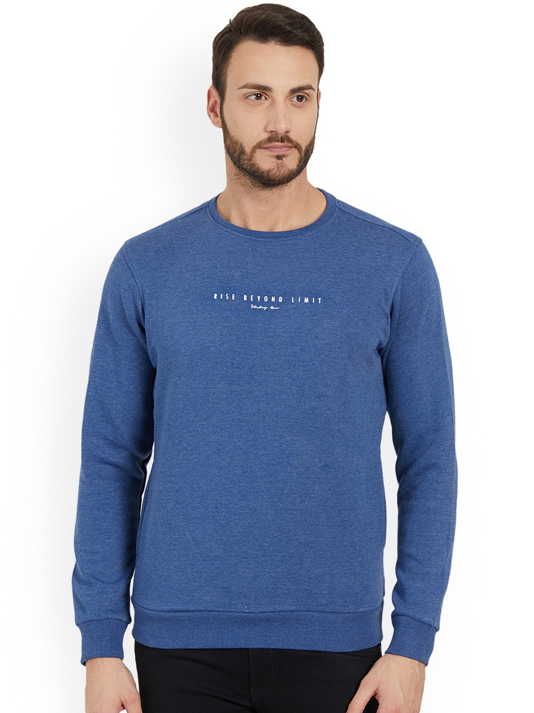 

Status Quo Men Blue Printed Sweatshirt