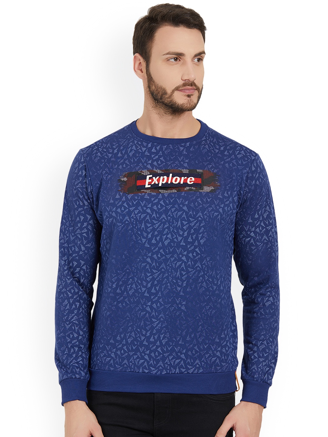 

Status Quo Men Blue Printed Sweatshirt