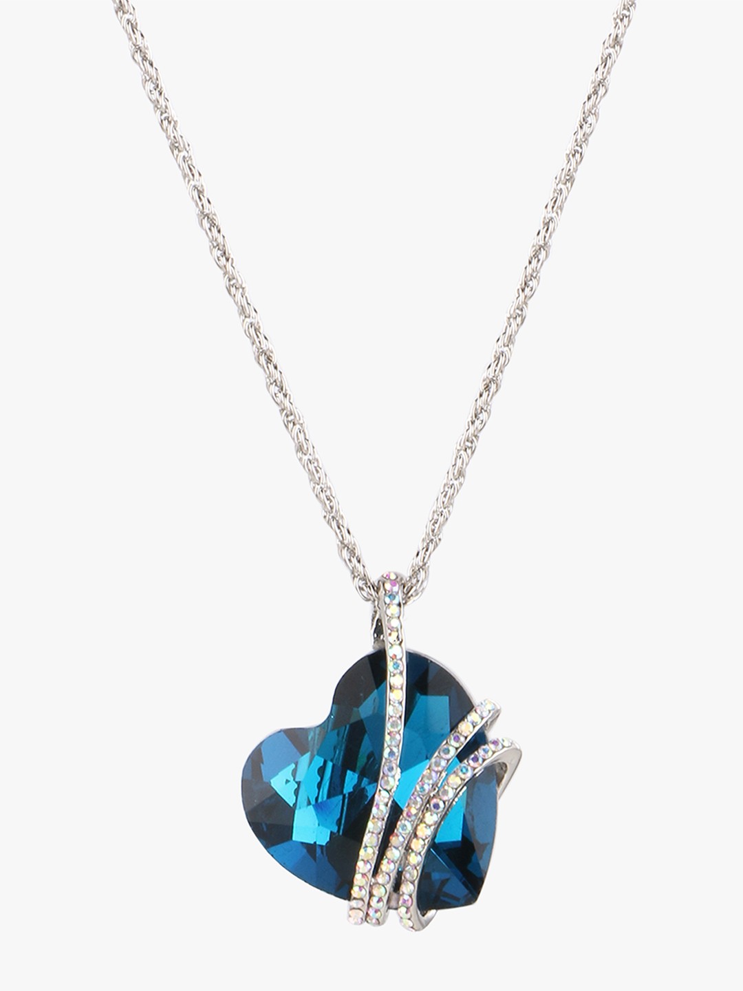 

Peora Silver-Plated & White Necklace Made With Blue Swarovski Crystals