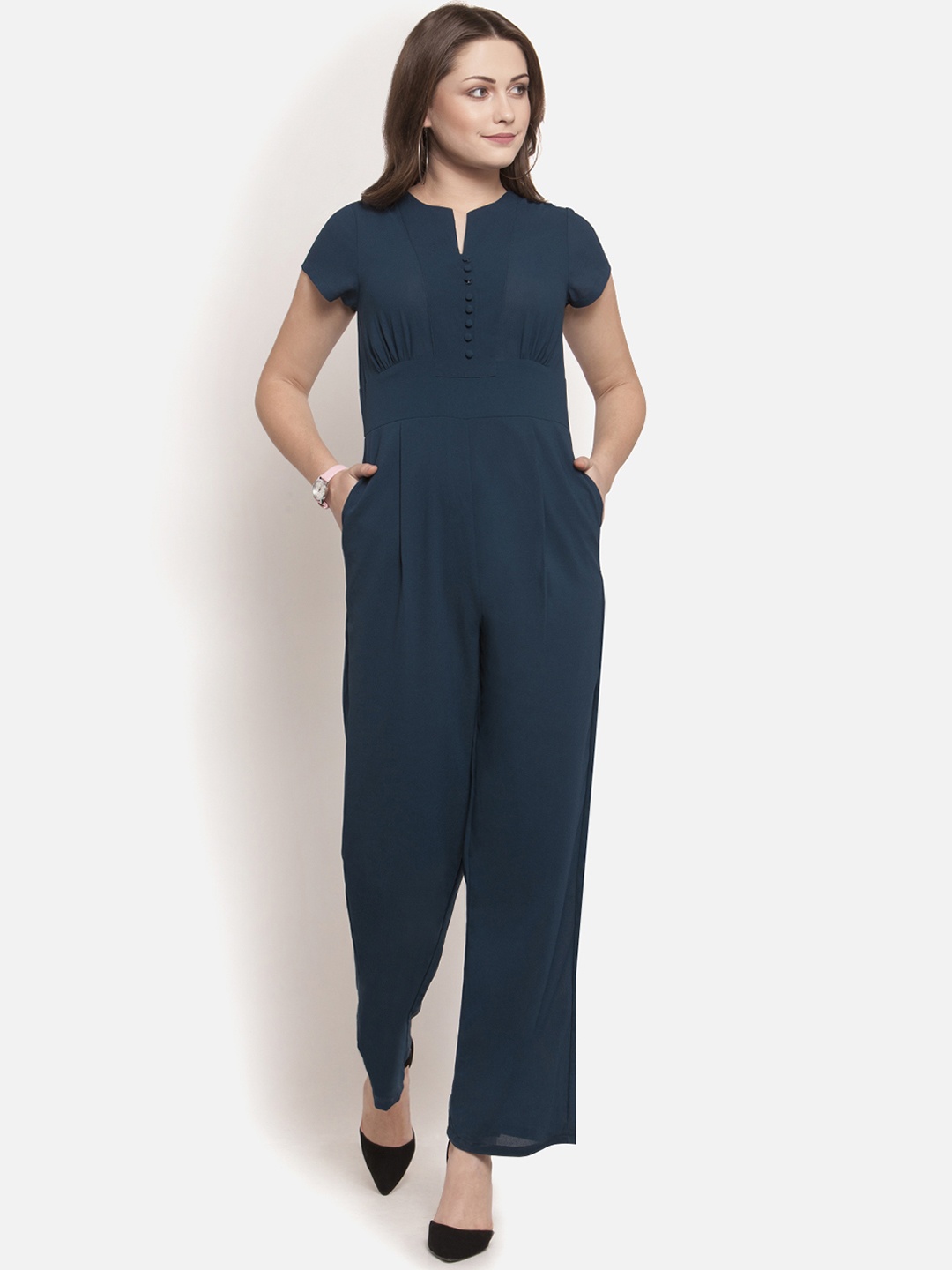 

Martini Navy Blue Solid Basic Jumpsuit