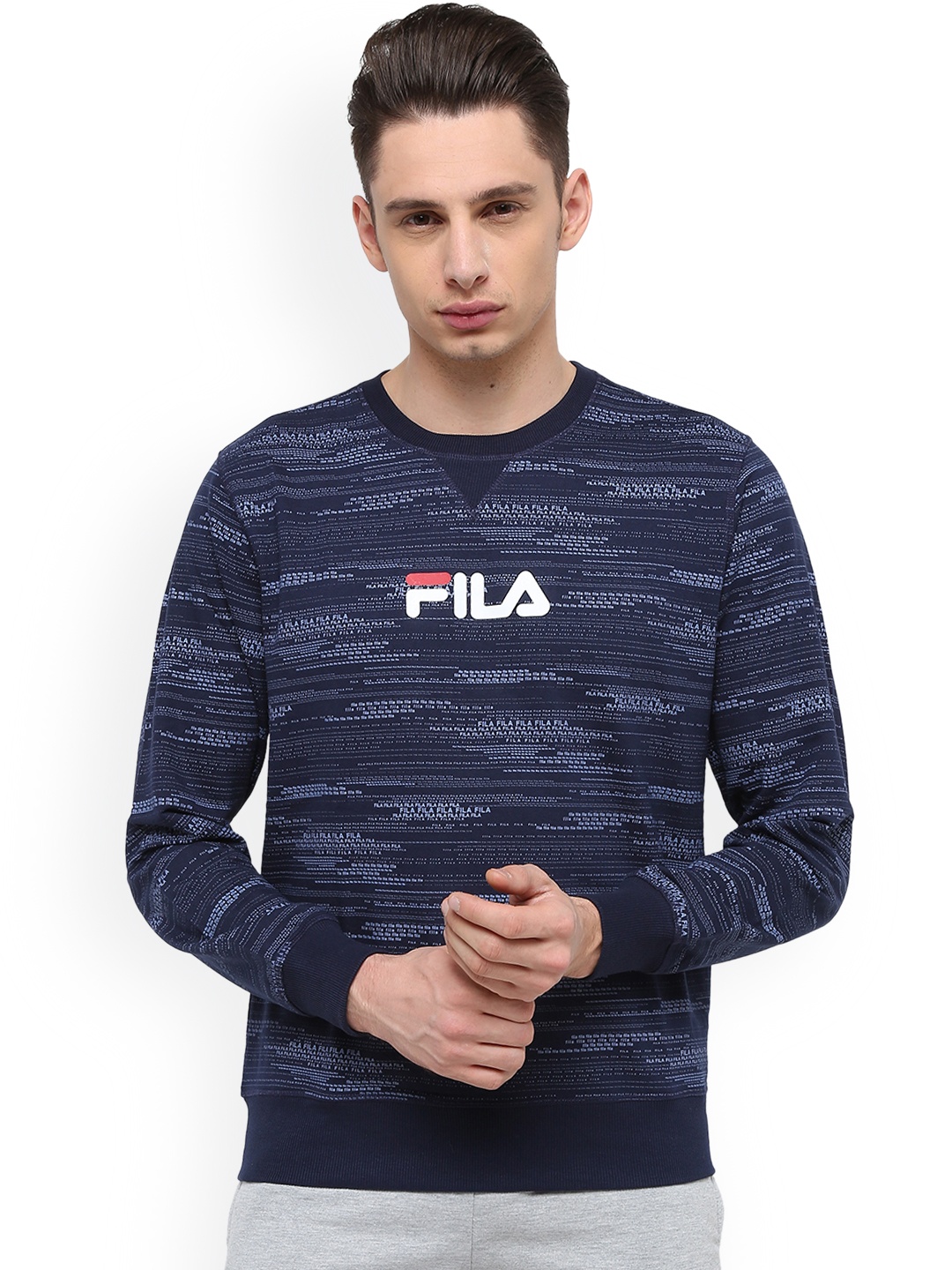 

FILA Men Navy Blue Printed Sweatshirt