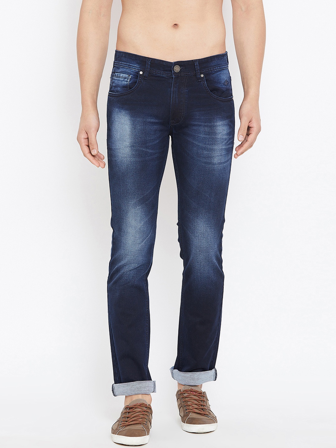 

Duke Men Navy Blue Regular Fit Mid-Rise Mildly Distressed Stretchable Jeans
