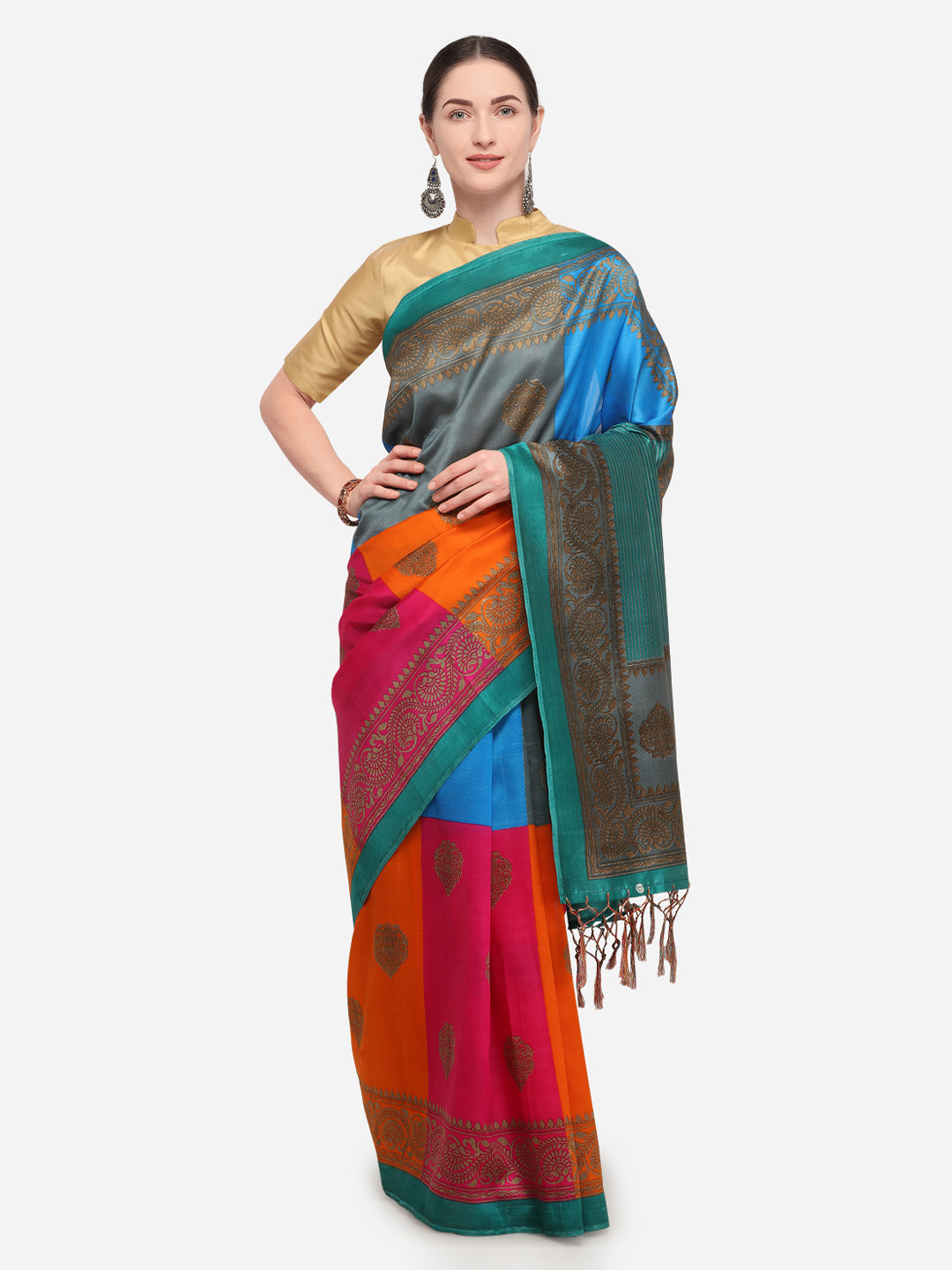 

Blissta Multicoloured Art Silk Printed Mysore Silk Saree, Multi