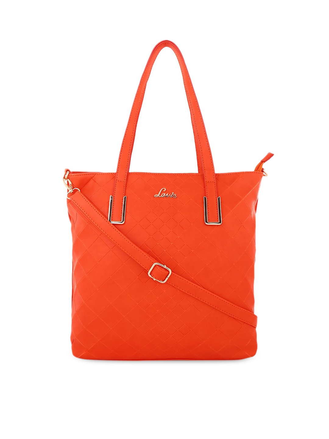 Lavie Orange Textured Tote Bag