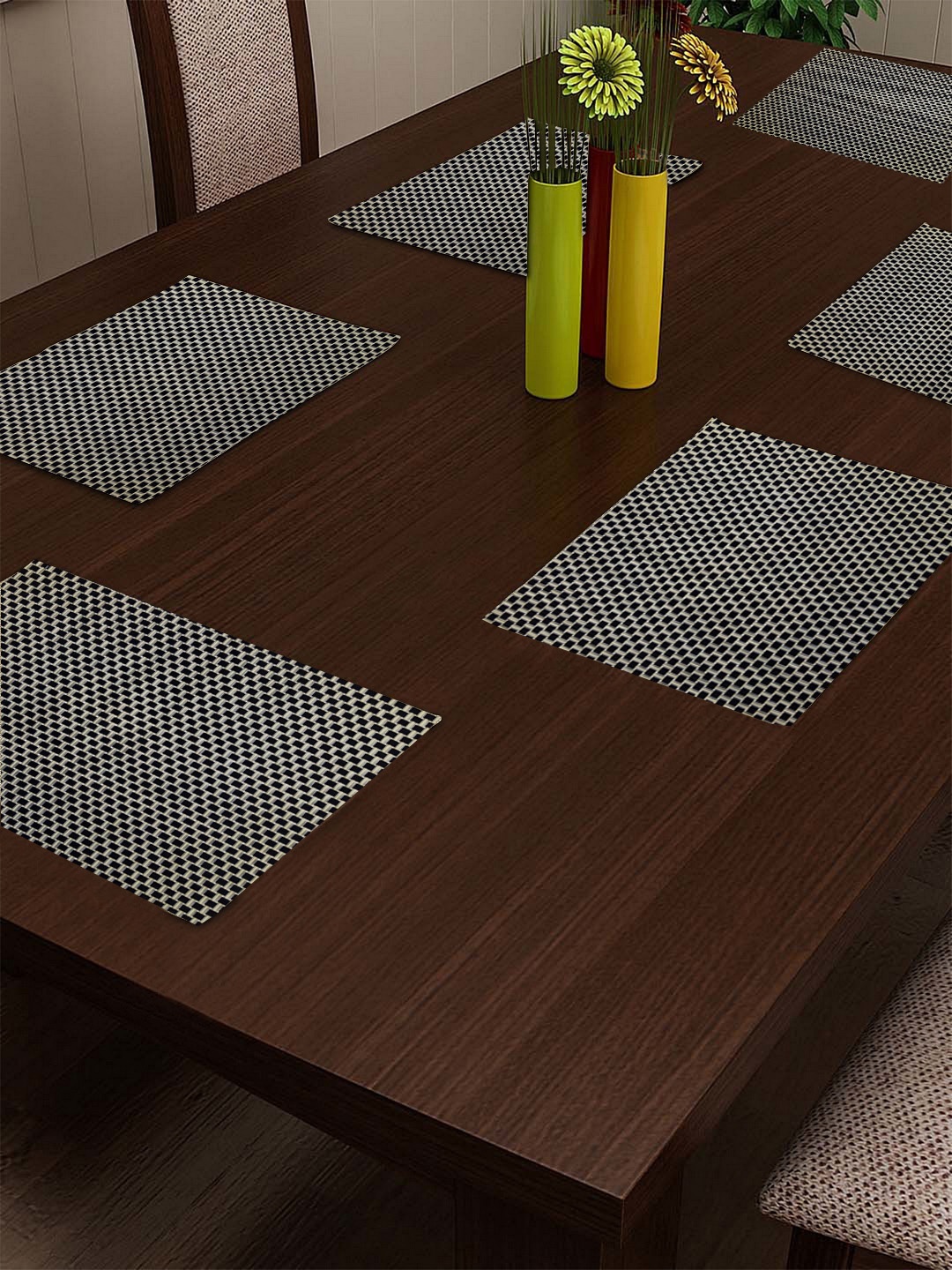 

BIANCA Set of 6 Black & Yellow Geometric Rectangular Table Mats