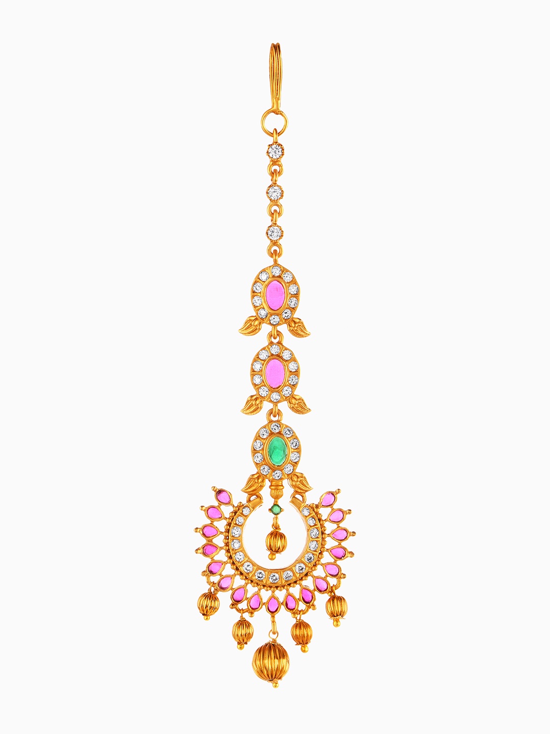 

Peora 18K Gold Plated & Pink Stone- Studded Maang Tikka