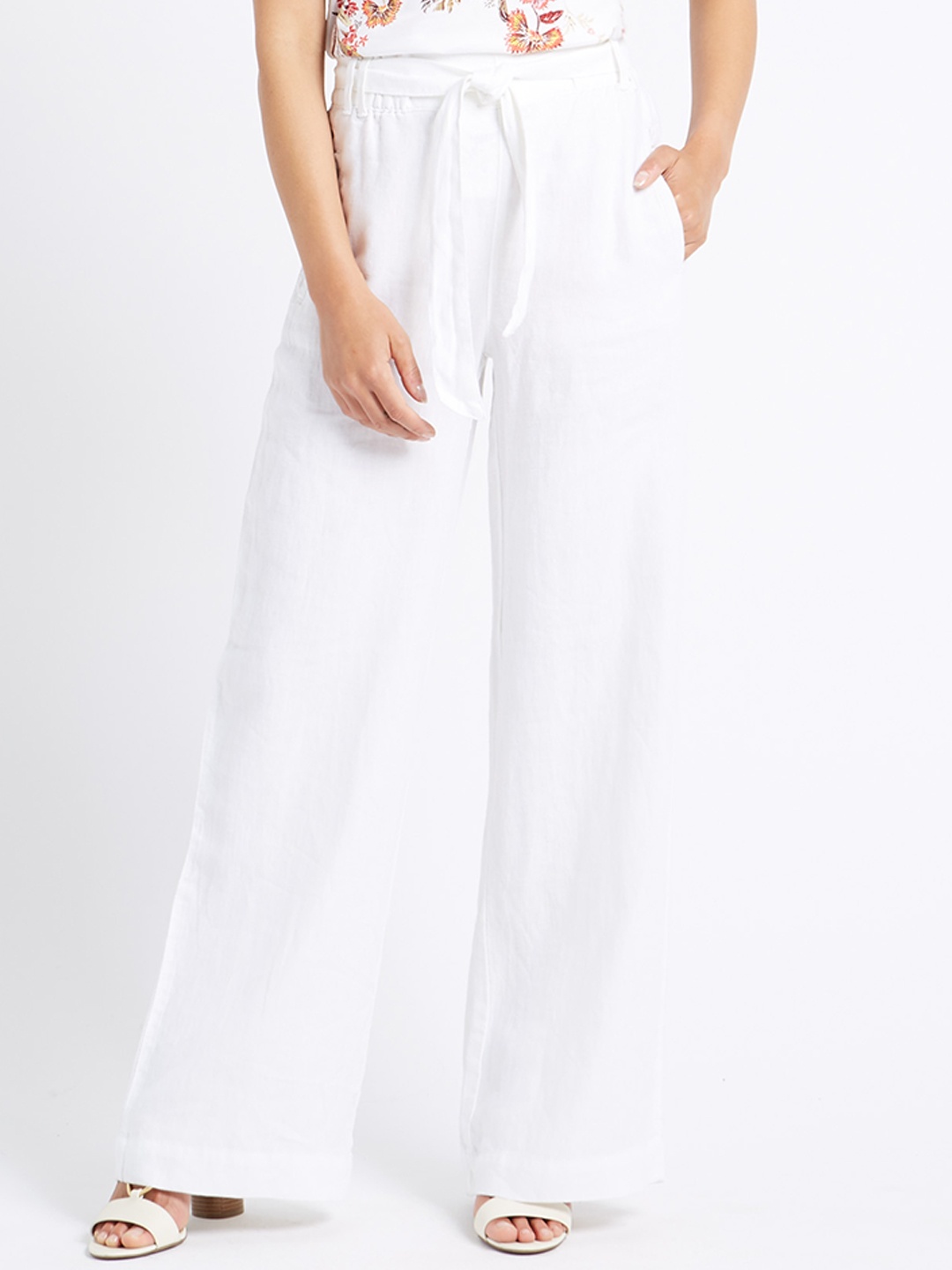 

Marks & Spencer Women White Regular Fit Solid Parallel Trousers