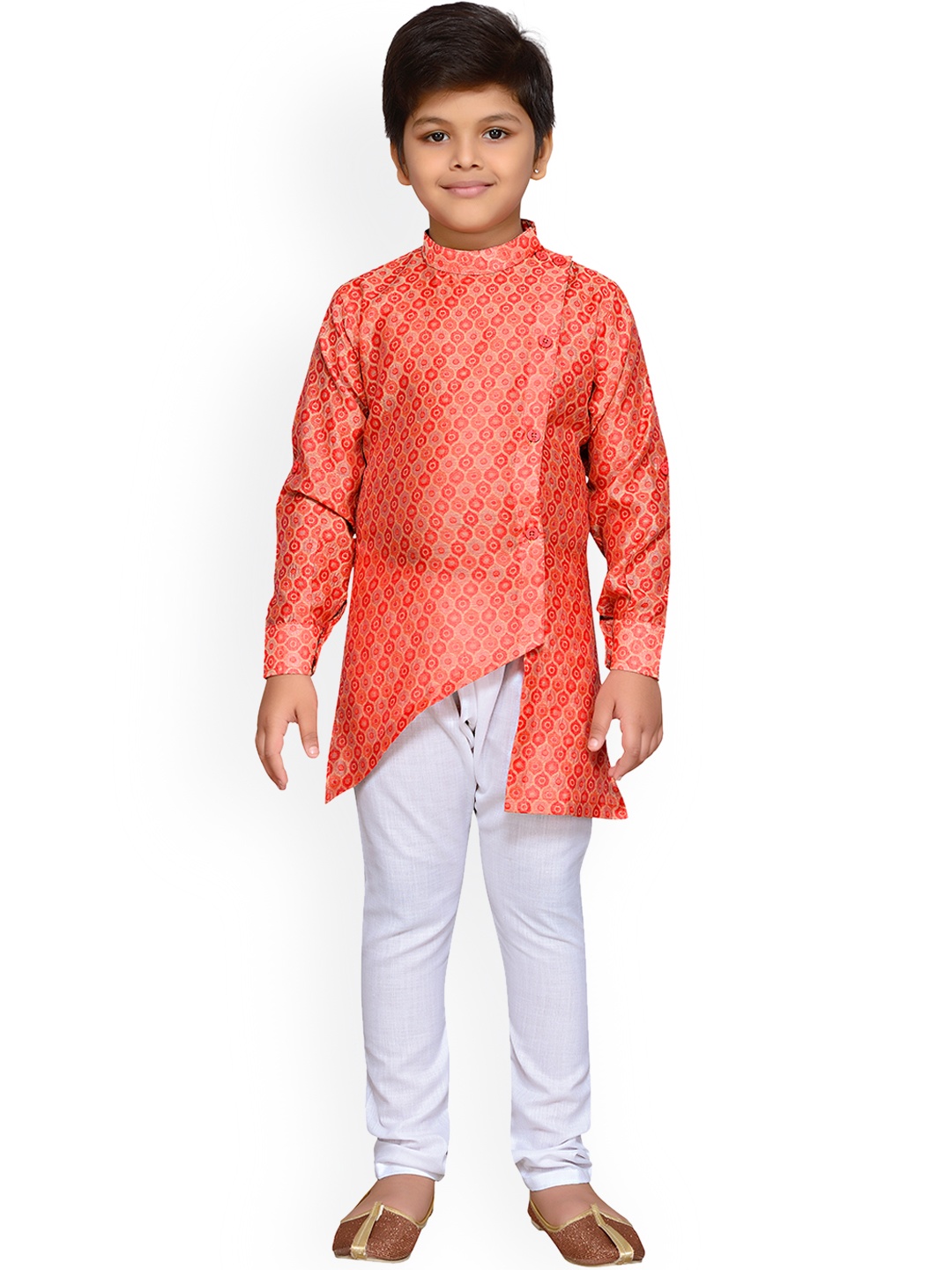 

Aj DEZInES Boys Red & White Printed Kurta with Churidar