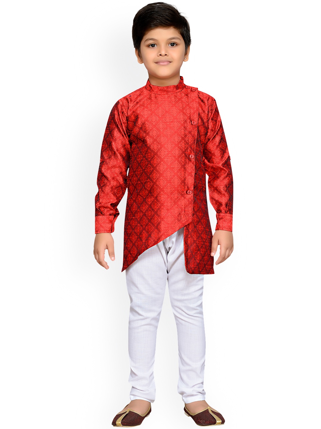 

Aj DEZInES Boys Maroon & White Printed Kurta with Churidar