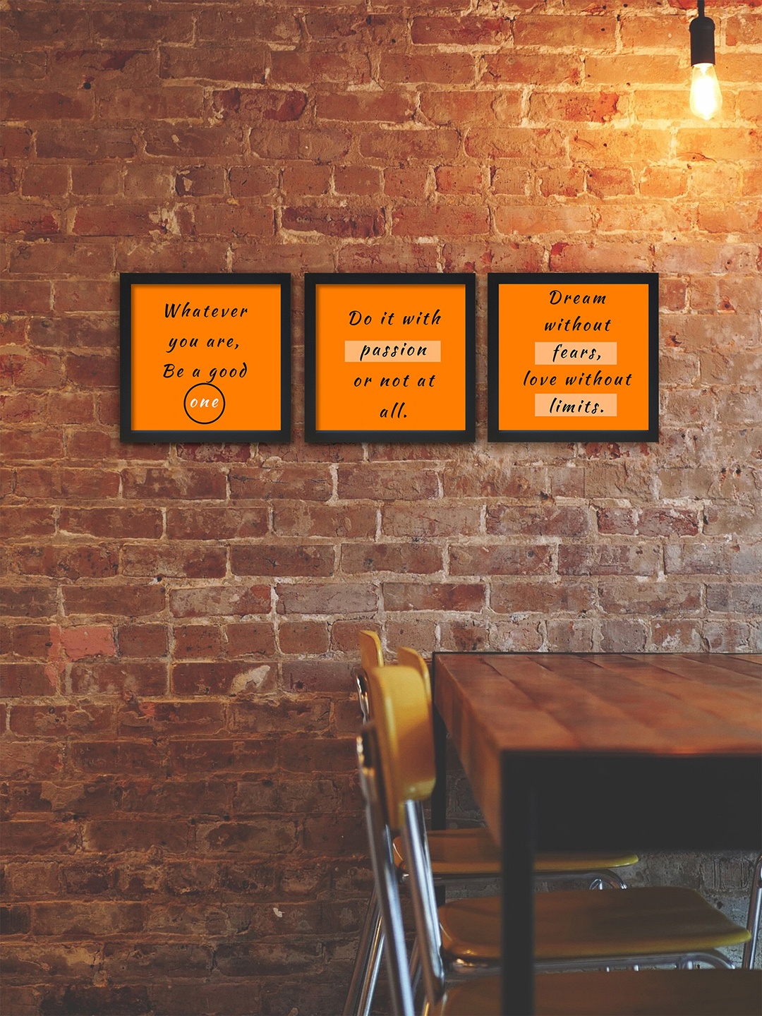 

nest ART Set of 3 Orange & Black Wall Art