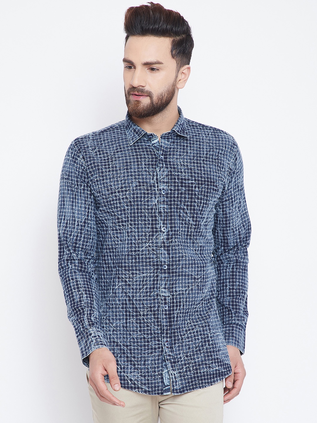 

Duke Men Blue Regular Fit Checked Casual Shirt