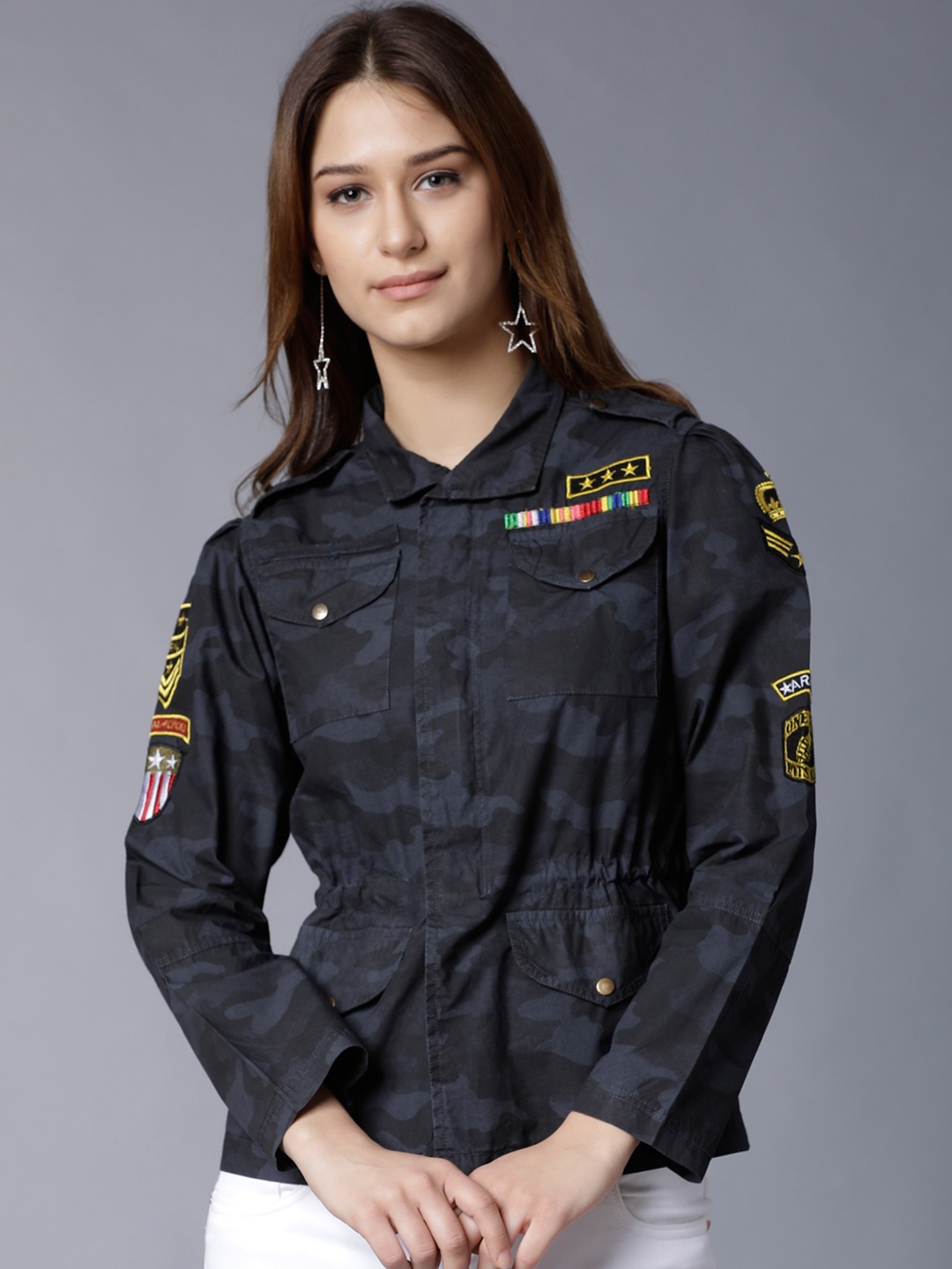 

Tokyo Talkies Women Grey Printed Tailored Jacket