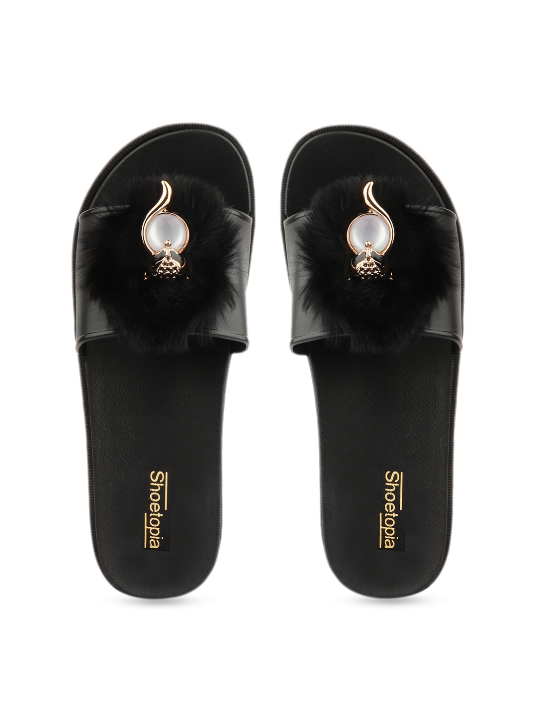 

Shoetopia Women Black Solid Sliders