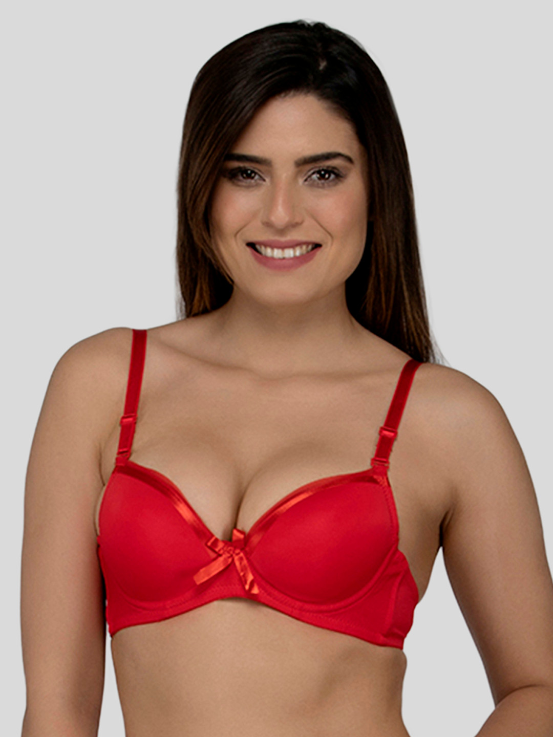 

Laceandme Red Solid Underwired Lightly Padded Push-Up Bra 4344