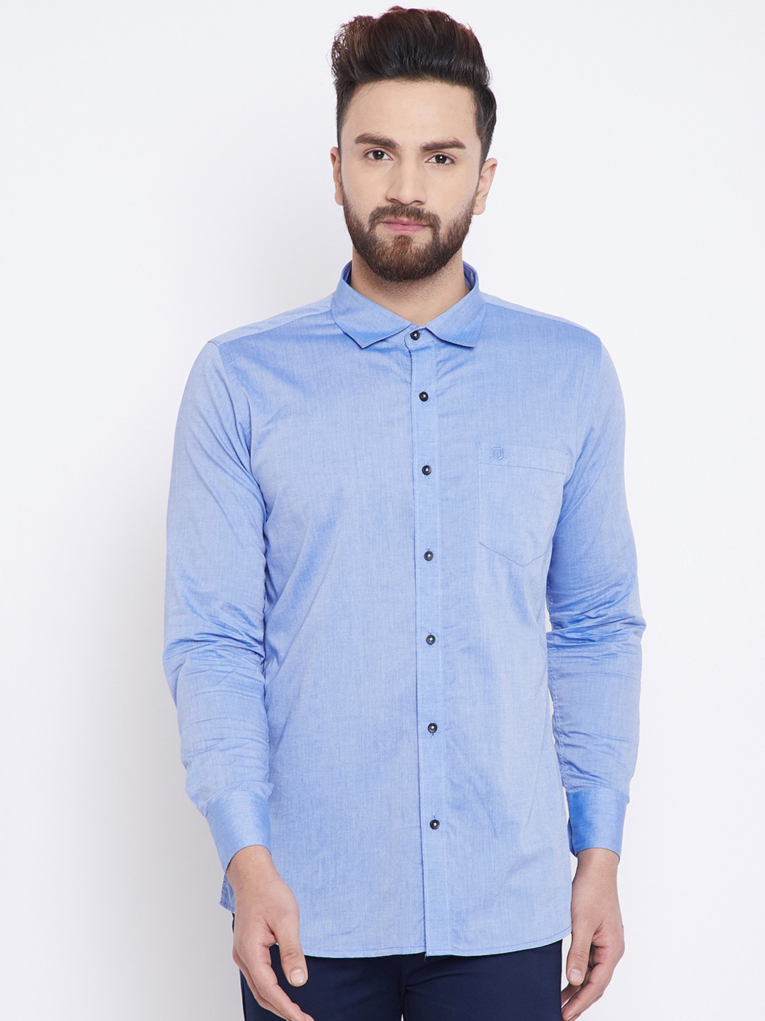 

Duke Men Blue Regular Fit Solid Casual Shirt