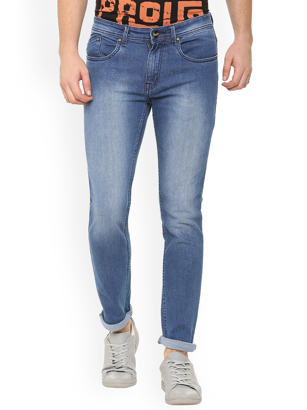 

People Men Blue Slim Fit Mid-Rise Clean Look Stretchable Jeans