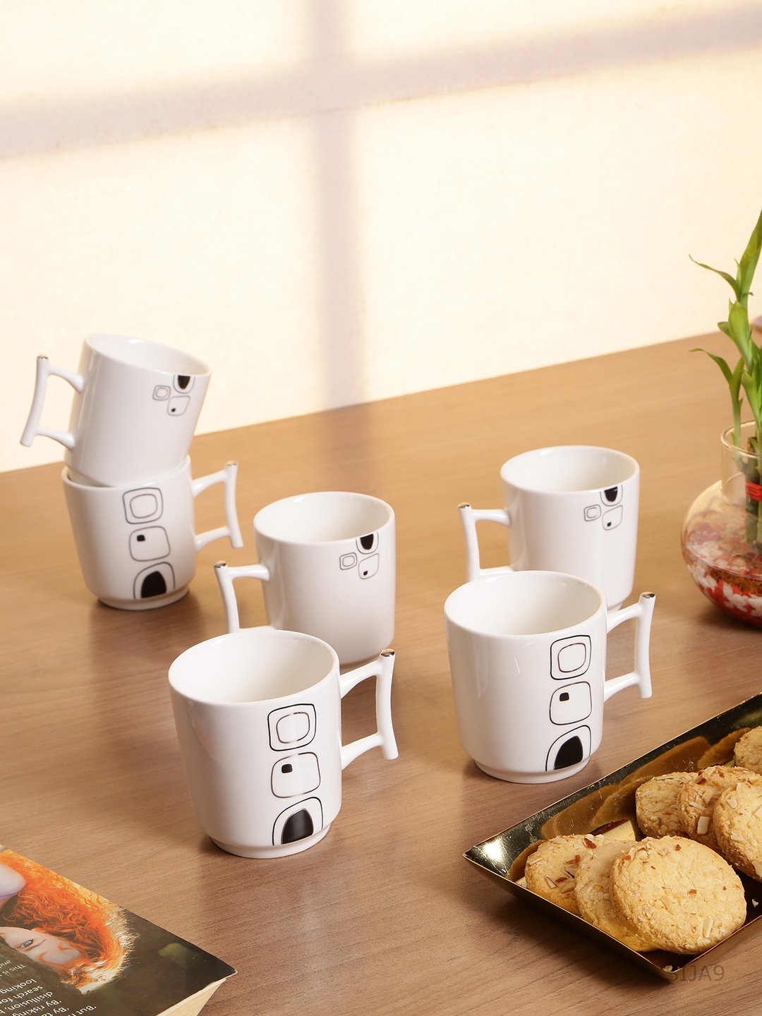 

GOODHOMES Set of 6 White Printed Porcelain Set