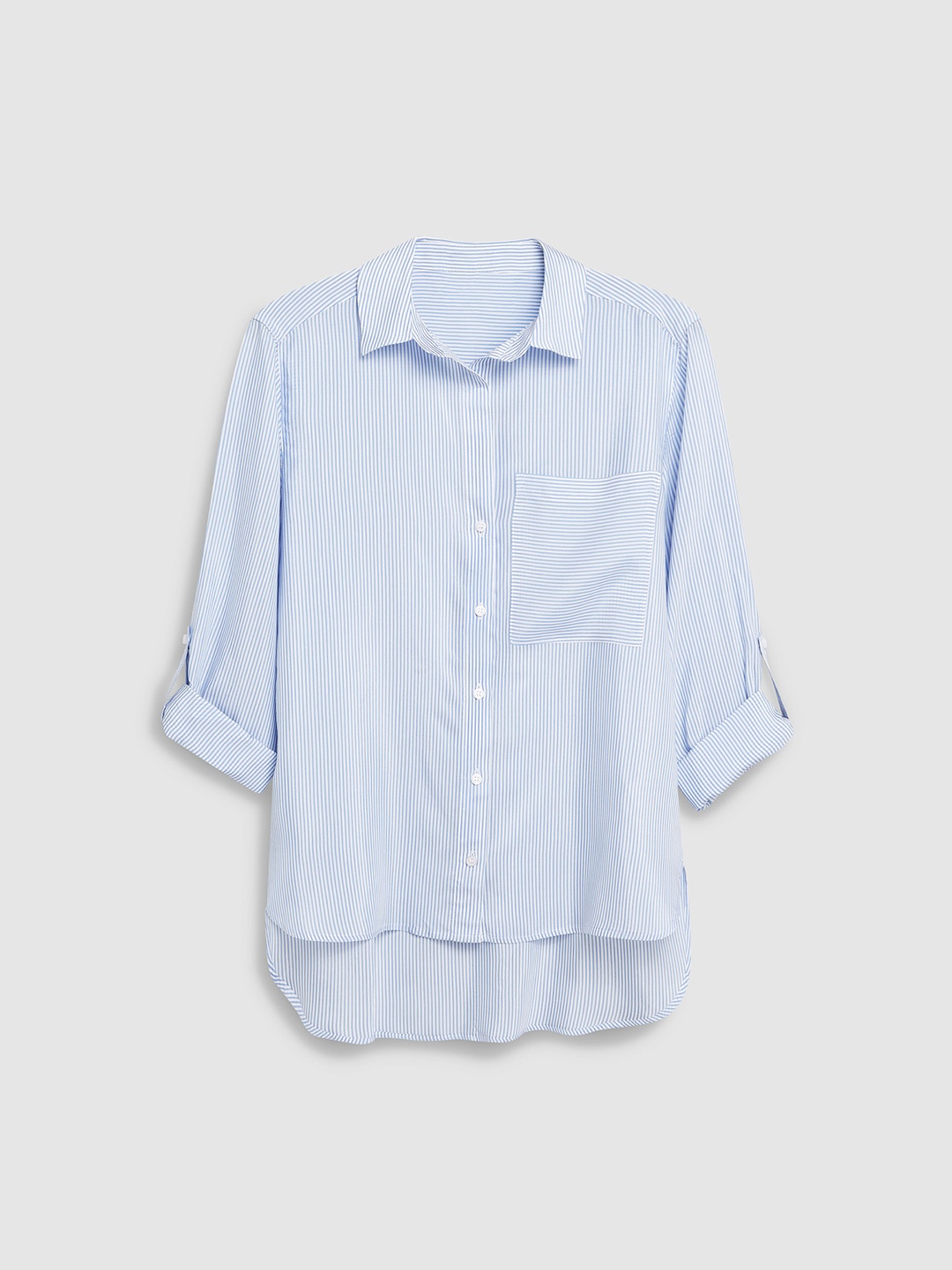

next Women Blue & White Regular Fit Striped Casual Shirt