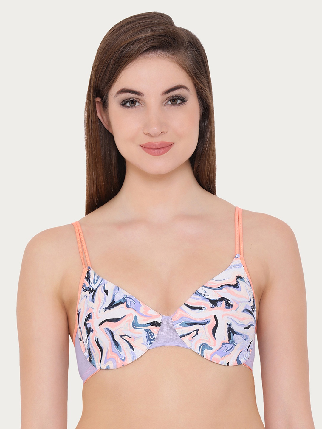 

Clovia Padded Wired Printed T-Shirt Bra, Lavender