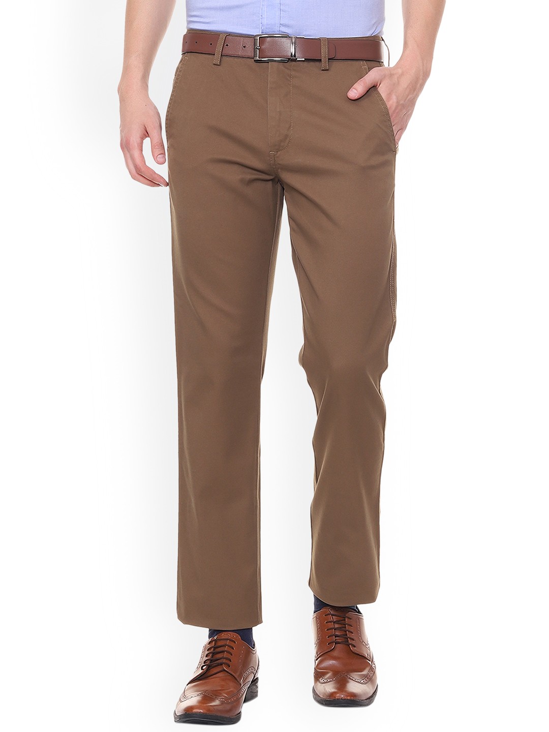 

Allen Solly Men Brown Slim Fit Solid Formal Trousers
