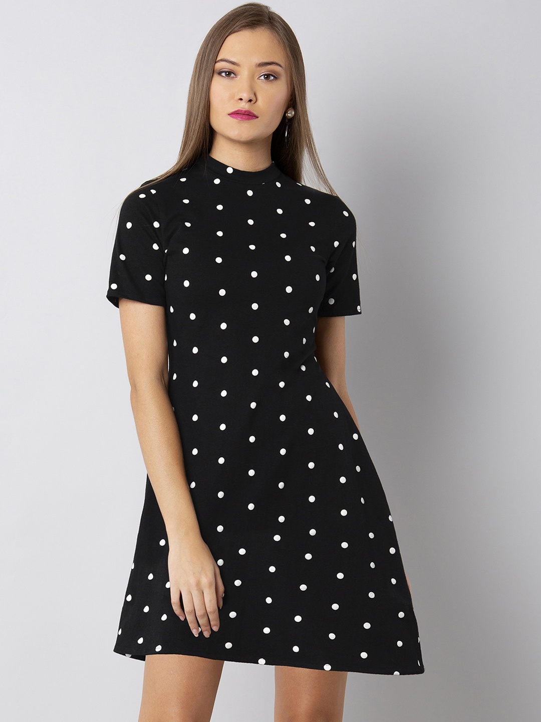 

FabAlley Women Black Printed Fit and Flare Dress
