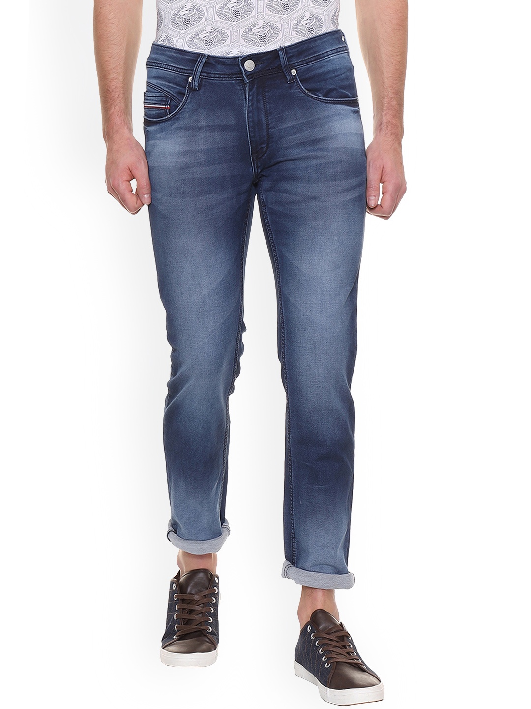 

People Men Blue Slim Fit Mid-Rise Clean Look Stretchable Jeans