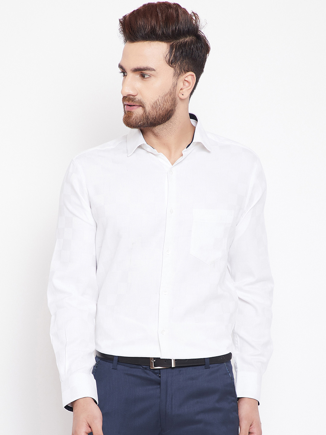 

Canary London Men White Slim Fit Soli Formal Shirt