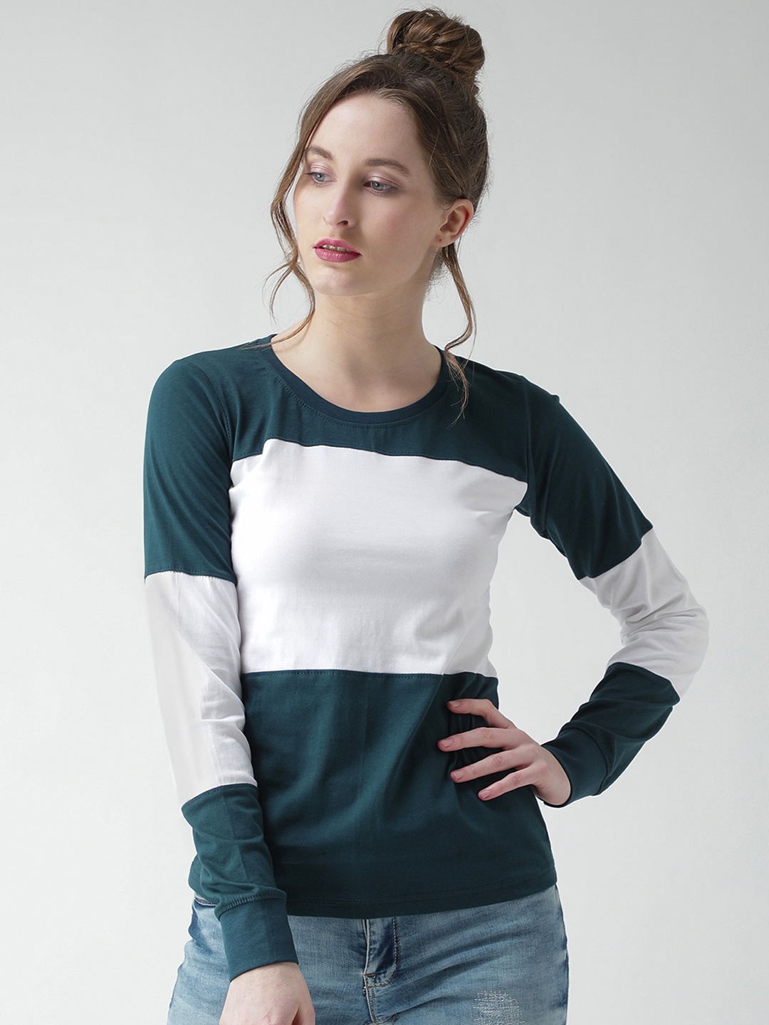 

The Dry State Women White Colourblocked Round Neck T-shirt