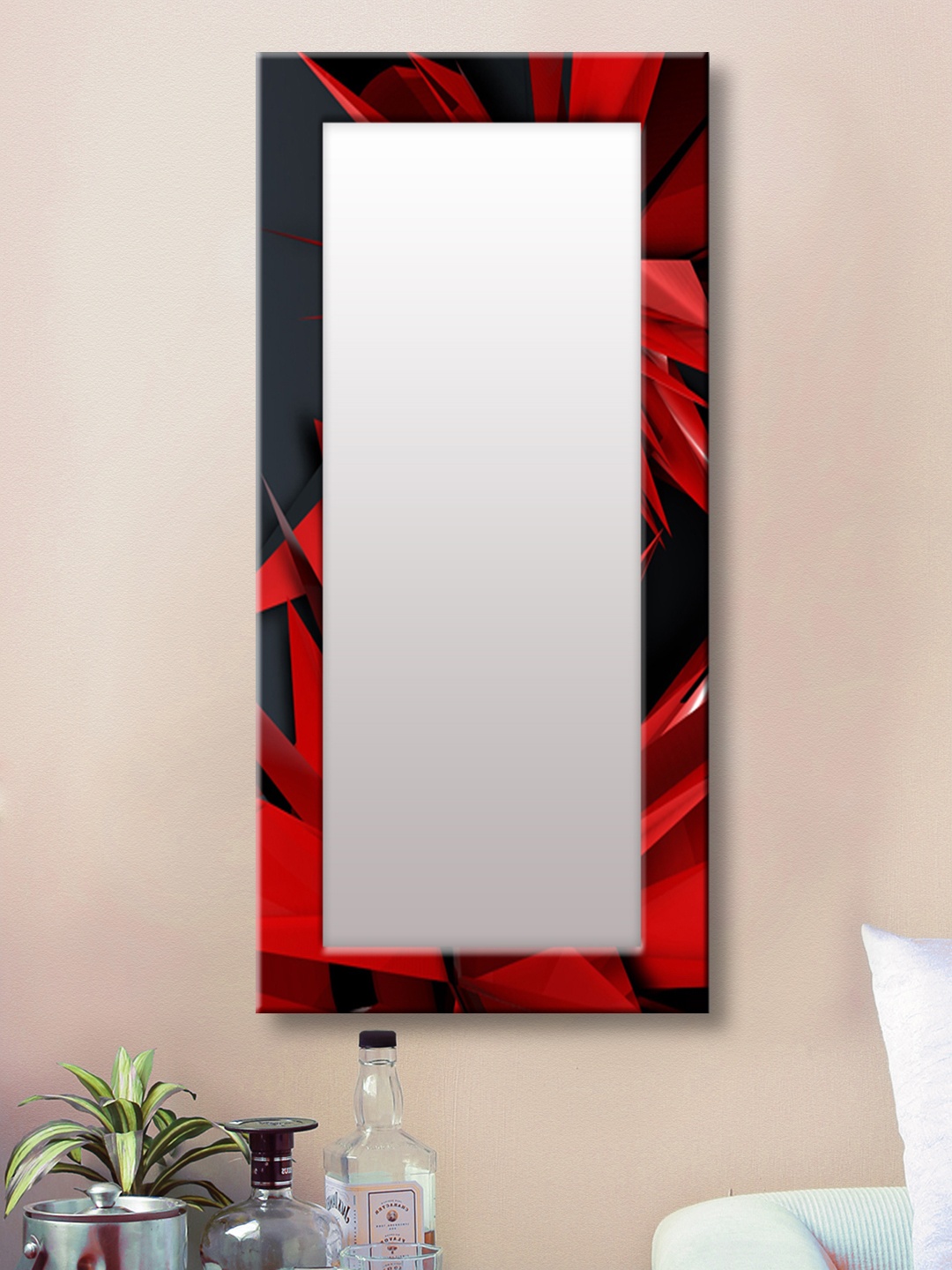 

999Store Red & Black Framed Wall Mirror